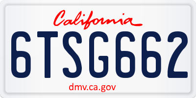 CA license plate 6TSG662