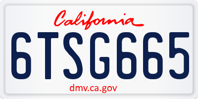 CA license plate 6TSG665