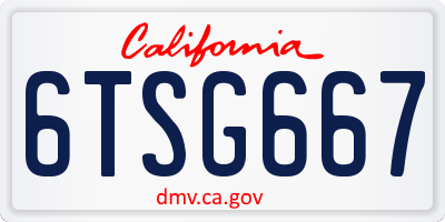 CA license plate 6TSG667