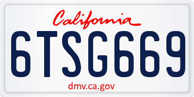 CA license plate 6TSG669