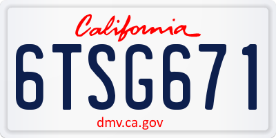 CA license plate 6TSG671