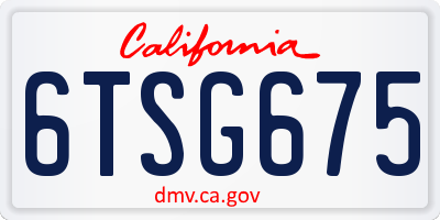 CA license plate 6TSG675