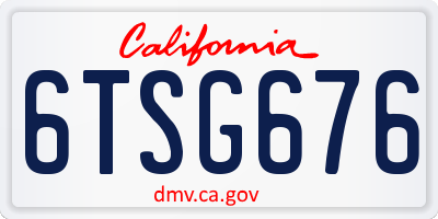 CA license plate 6TSG676