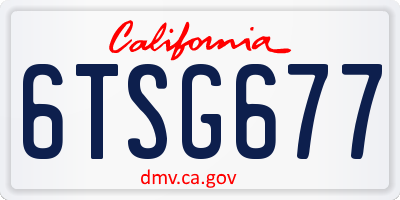 CA license plate 6TSG677