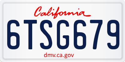 CA license plate 6TSG679