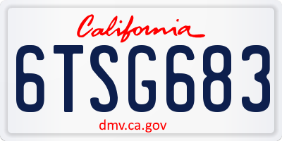 CA license plate 6TSG683