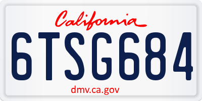 CA license plate 6TSG684