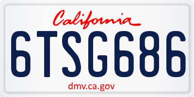 CA license plate 6TSG686