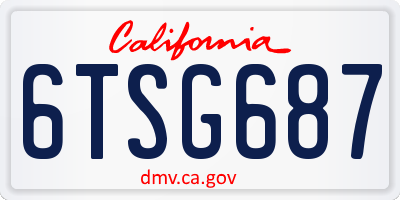 CA license plate 6TSG687