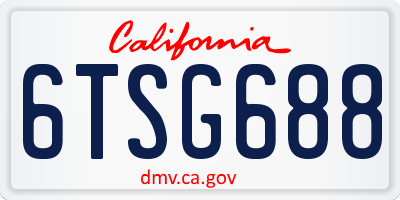 CA license plate 6TSG688