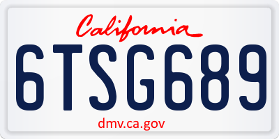 CA license plate 6TSG689