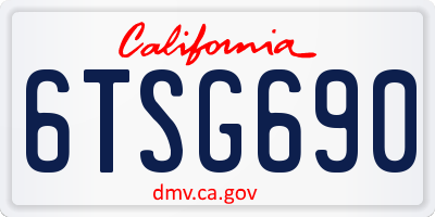 CA license plate 6TSG690