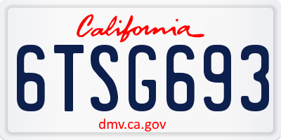 CA license plate 6TSG693