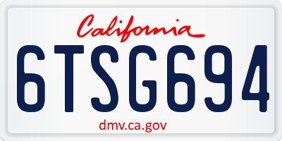 CA license plate 6TSG694