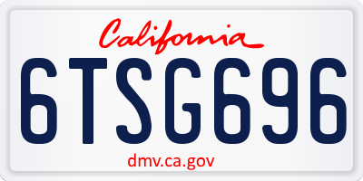 CA license plate 6TSG696