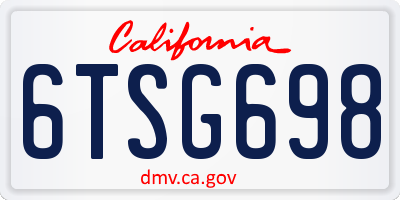 CA license plate 6TSG698