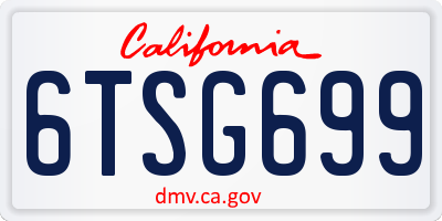 CA license plate 6TSG699