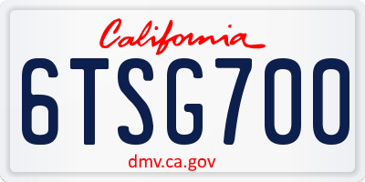 CA license plate 6TSG700