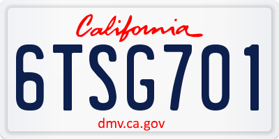 CA license plate 6TSG701