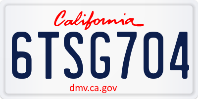 CA license plate 6TSG704
