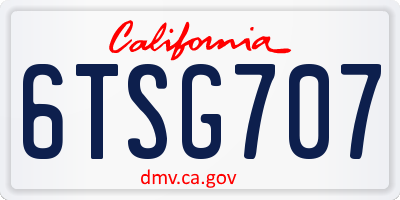 CA license plate 6TSG707