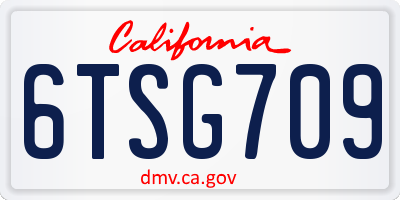 CA license plate 6TSG709