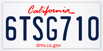 CA license plate 6TSG710