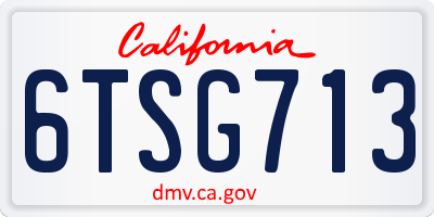 CA license plate 6TSG713