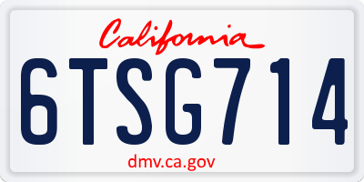 CA license plate 6TSG714
