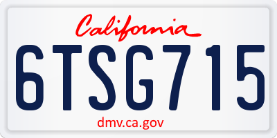 CA license plate 6TSG715