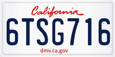 CA license plate 6TSG716