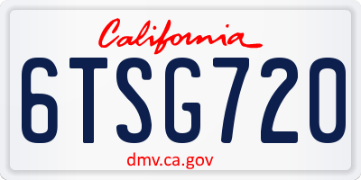 CA license plate 6TSG720