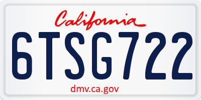 CA license plate 6TSG722