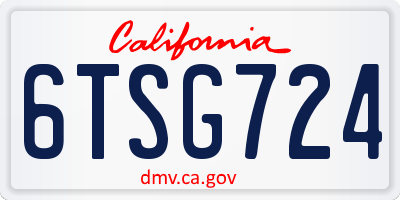 CA license plate 6TSG724