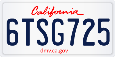 CA license plate 6TSG725