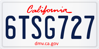 CA license plate 6TSG727