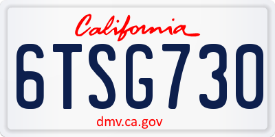 CA license plate 6TSG730