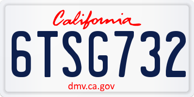 CA license plate 6TSG732