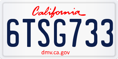 CA license plate 6TSG733