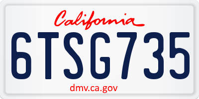 CA license plate 6TSG735