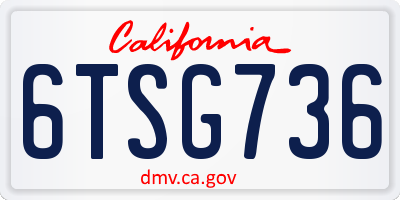 CA license plate 6TSG736