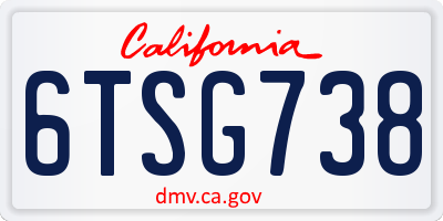 CA license plate 6TSG738