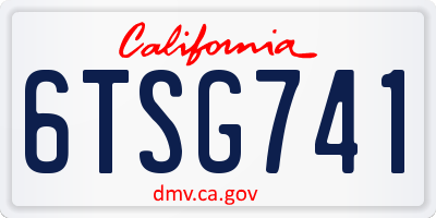 CA license plate 6TSG741