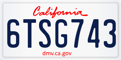 CA license plate 6TSG743