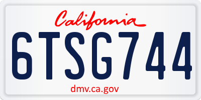 CA license plate 6TSG744