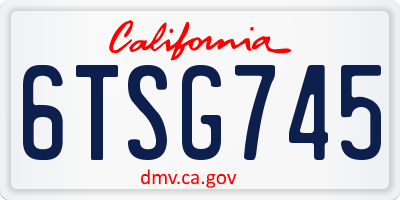 CA license plate 6TSG745
