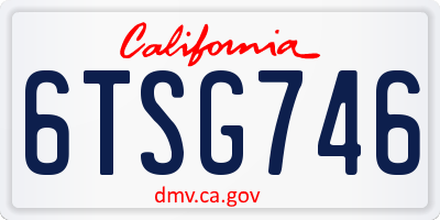 CA license plate 6TSG746