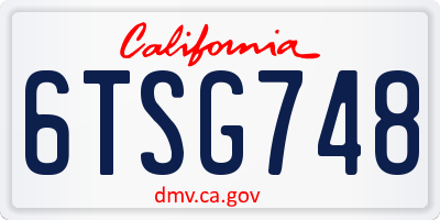 CA license plate 6TSG748