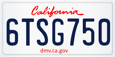 CA license plate 6TSG750