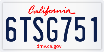 CA license plate 6TSG751
